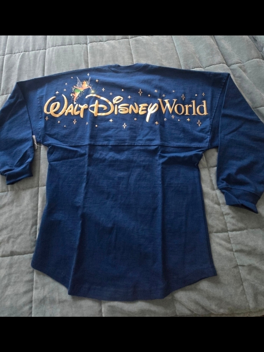 Disney Walt Disney World Navy Blue Long Sleeve Jersey with Gold Script